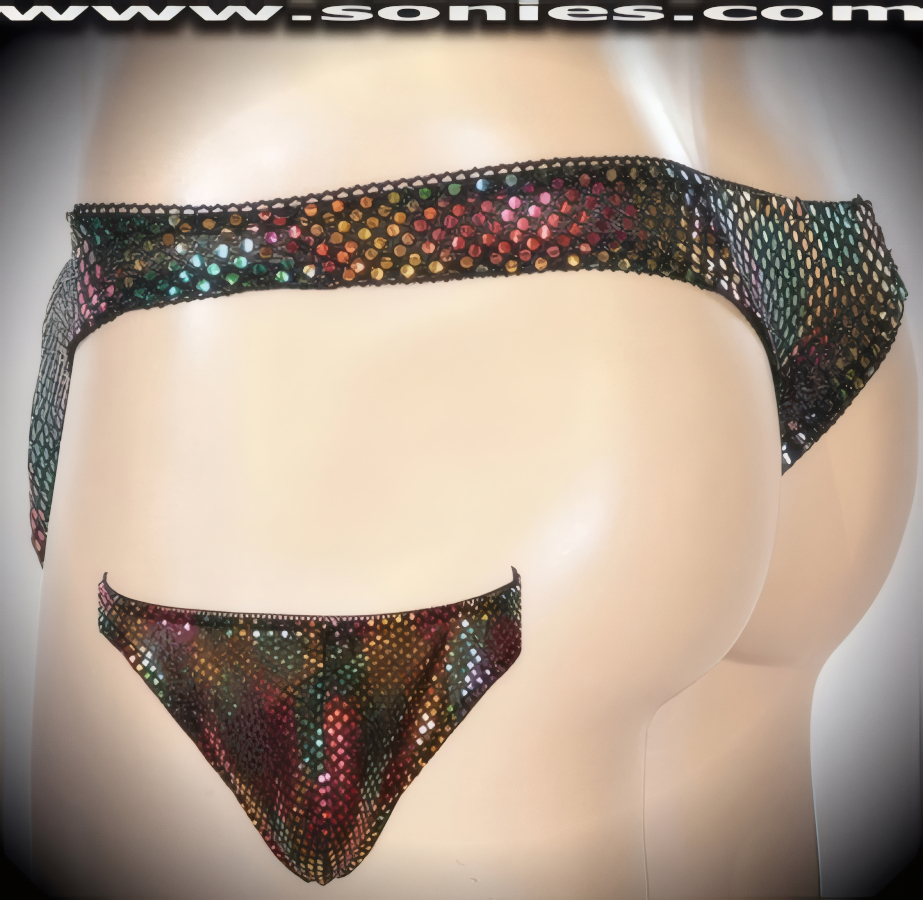 Men's Dandenong glitter sequin Lurex dance-wear thong