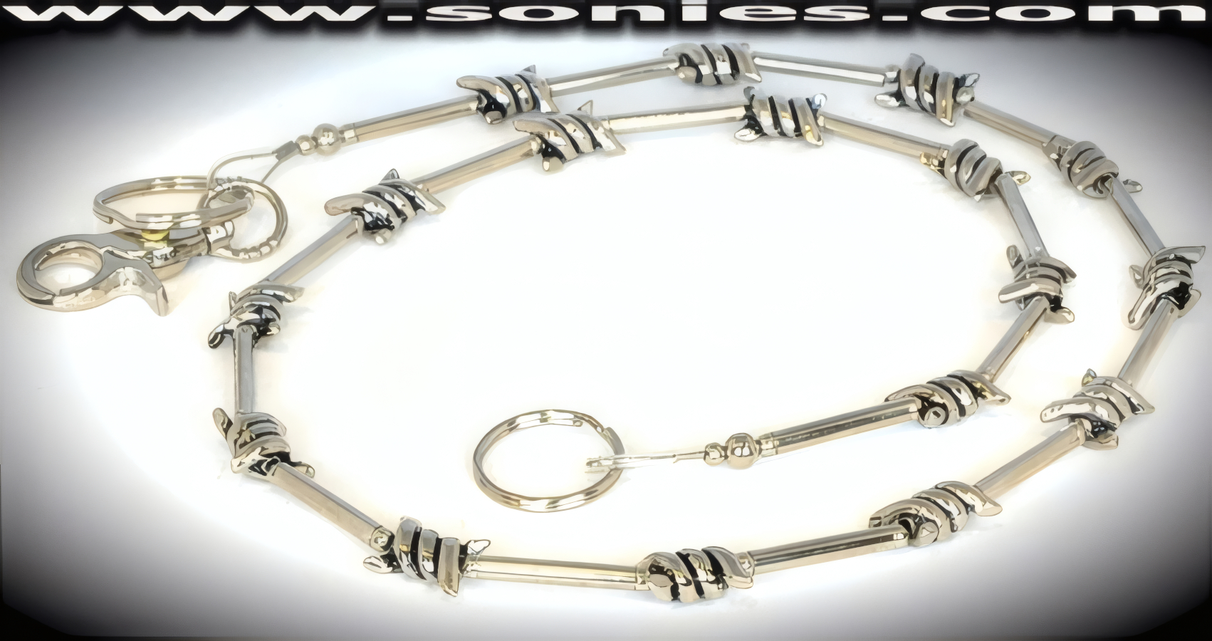 Anodized silver metal Barbwire long Necklace