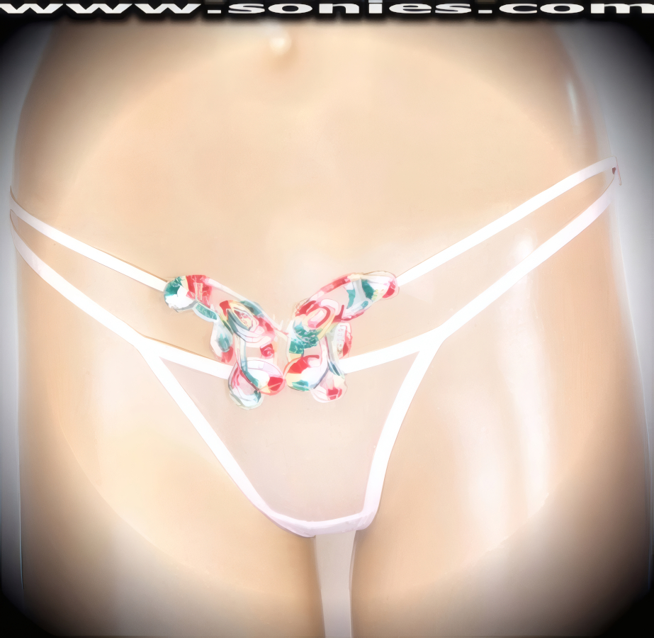 Martita mesh front cutout thong panty with butterfly detailing