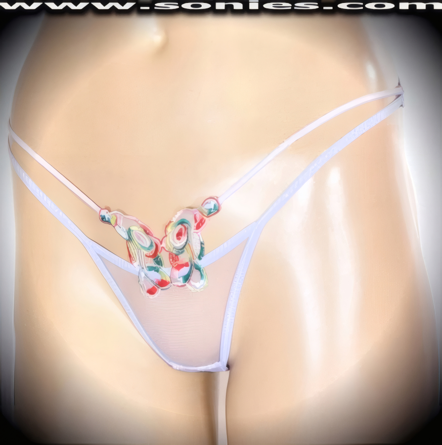 Martita mesh front cutout thong panty with butterfly detailing