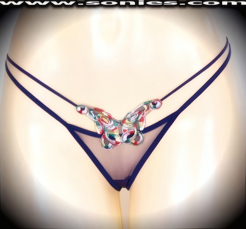 Martita mesh front cutout thong panty with butterfly detailing