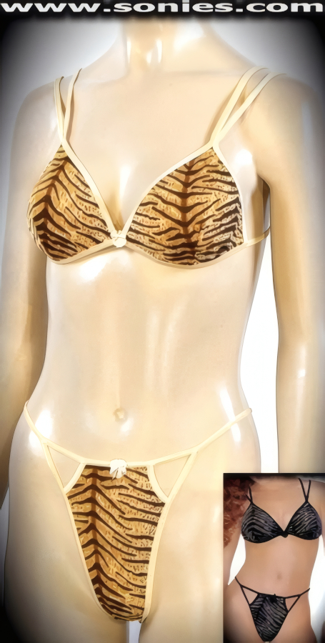 Agnes stretch Lycra tiger print two-piece cutout bikini set