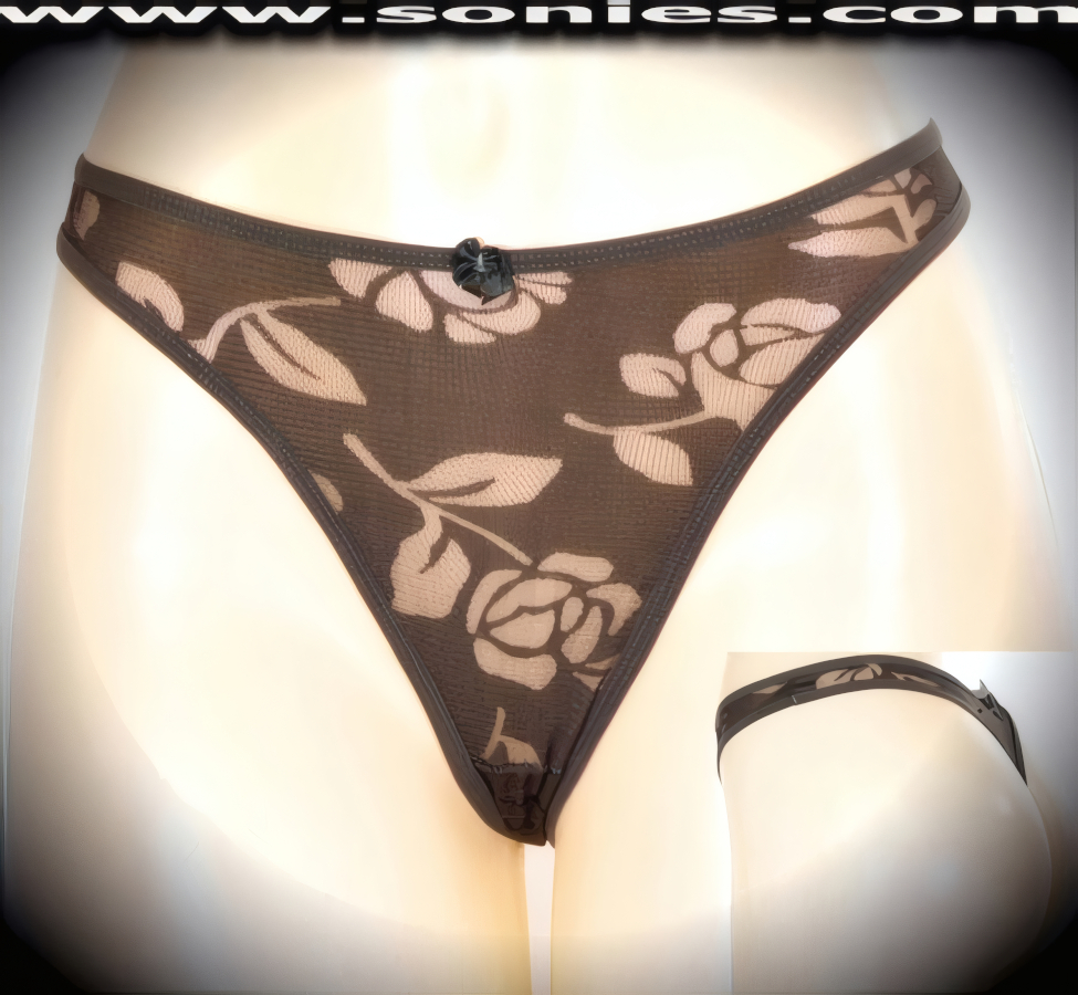 Juanita sheer mesh flower pattern thong back panty