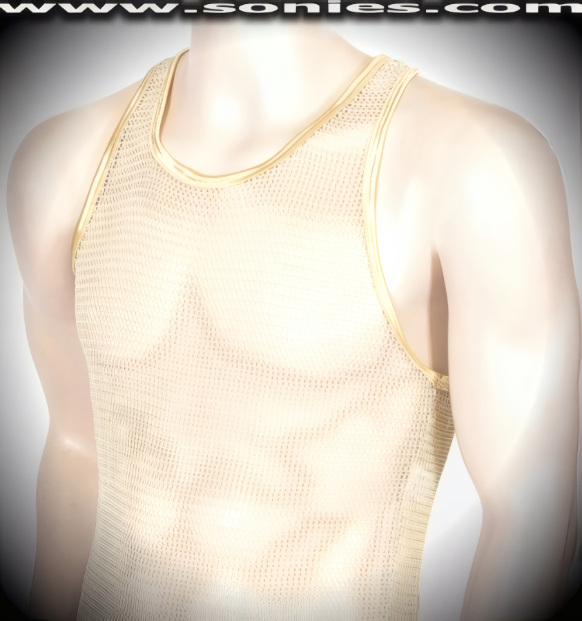 Rhône Gold-Edged Net Muscle Shirt