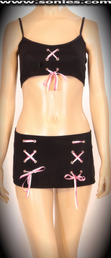 Lucania stretch ottoman Lycra crop top and mini skirt set