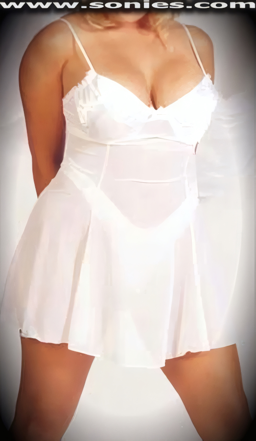 Clarisa satin with sheer chiffon babydoll and thong panty set