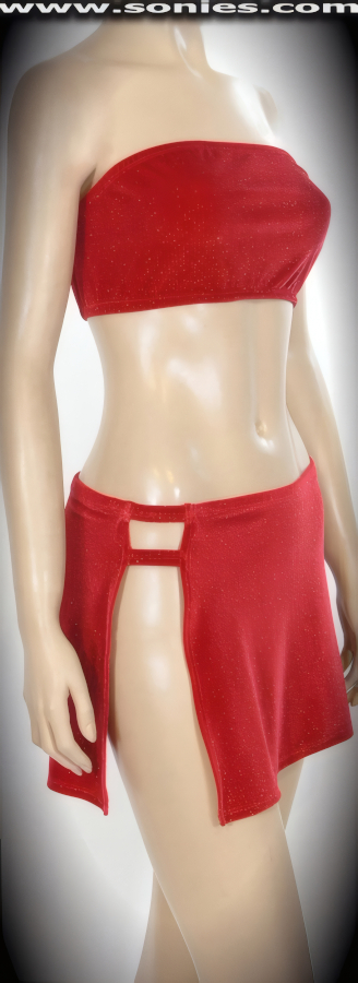 Atacazo slinky Lycra bandeau top and mini skirt set