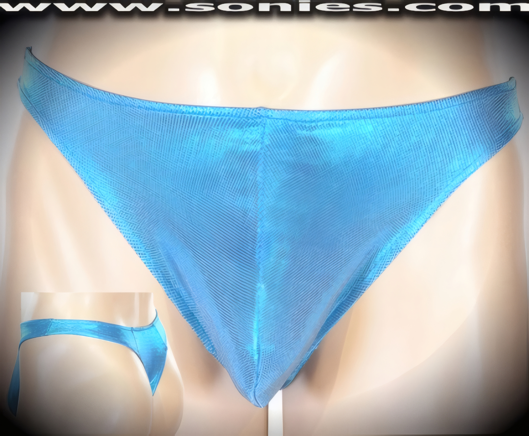 Man's Hotham dance-wear glitter dizzy turquoise hologram Lycra thong