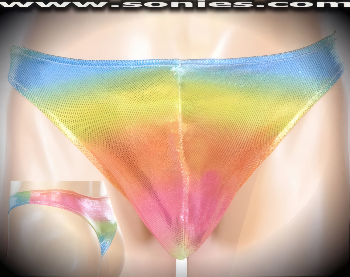 Man's Teutli glitter hologram Lycra dance-wear thong underwear