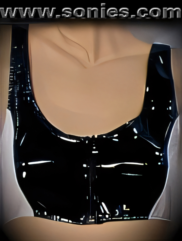 Remus two-tone vinyl tank-style top with front zipper closure