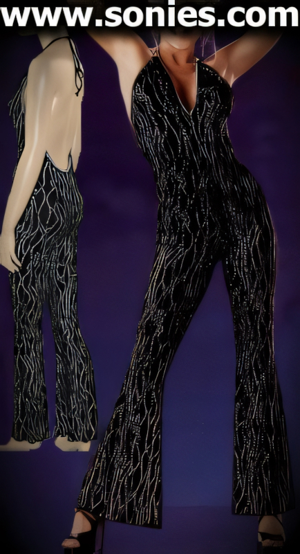 Mambo glitter halter stretch slinky Lycra catsuit