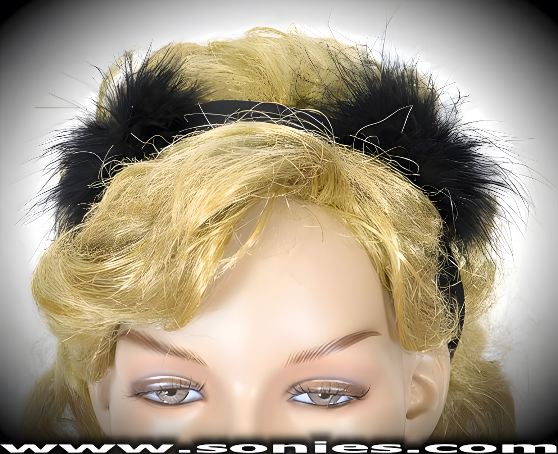 Extremely funky soft marabou cat ears on a plastic headband