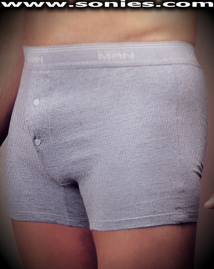 Man's two-pack cotton athletic boxer with button front closures