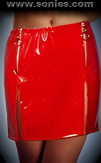 Hadavi vinyl mini skirt with metal zipper sides and front slits