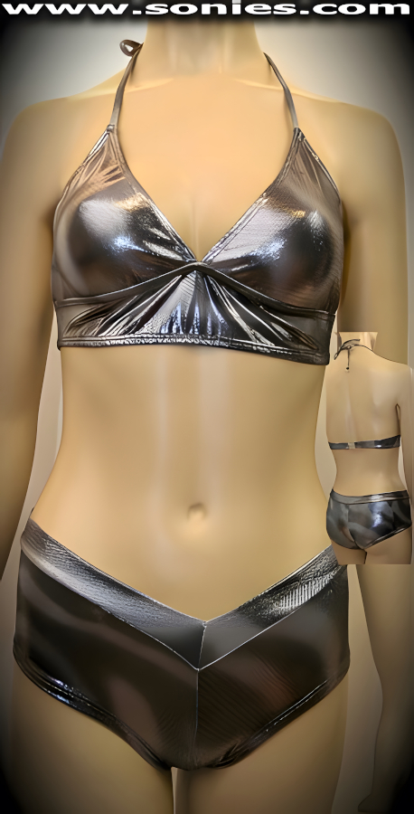 Doi Inthanon Lycra halter crop top and cheeky shorts set