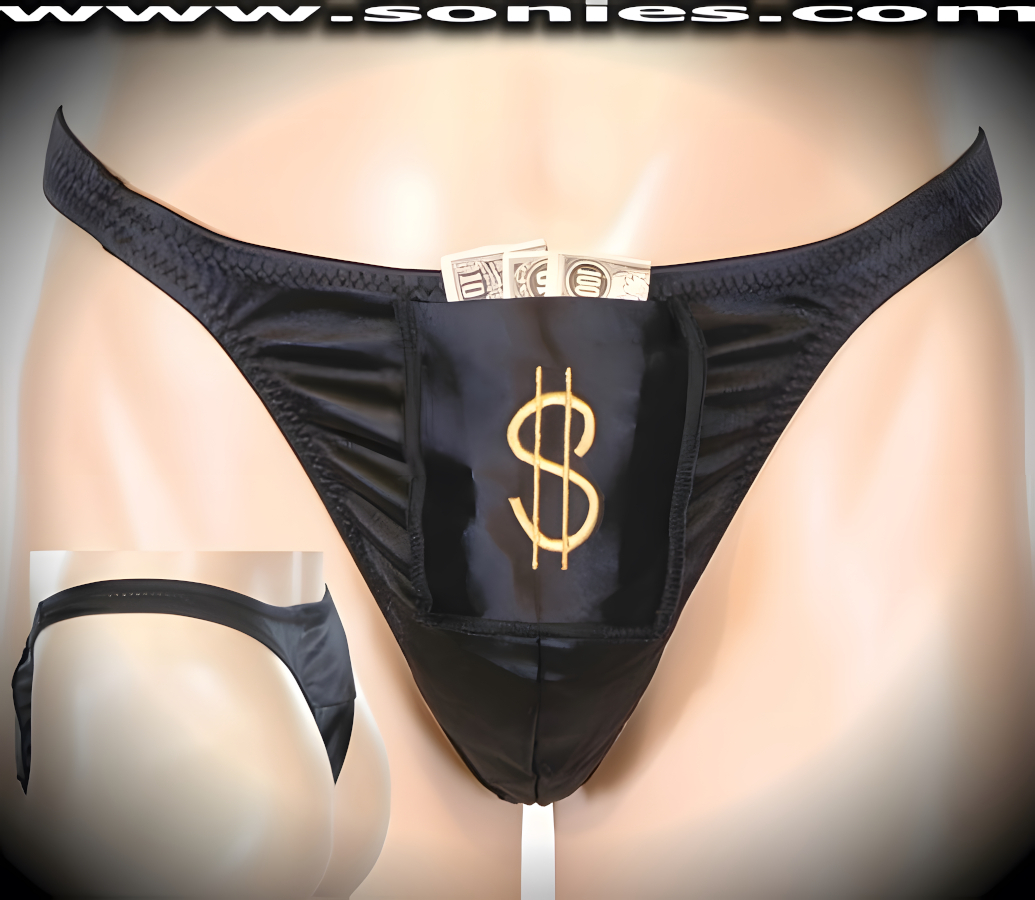 Man's 'Give Me the Money Honey' dance-wear Lycra thong underwear