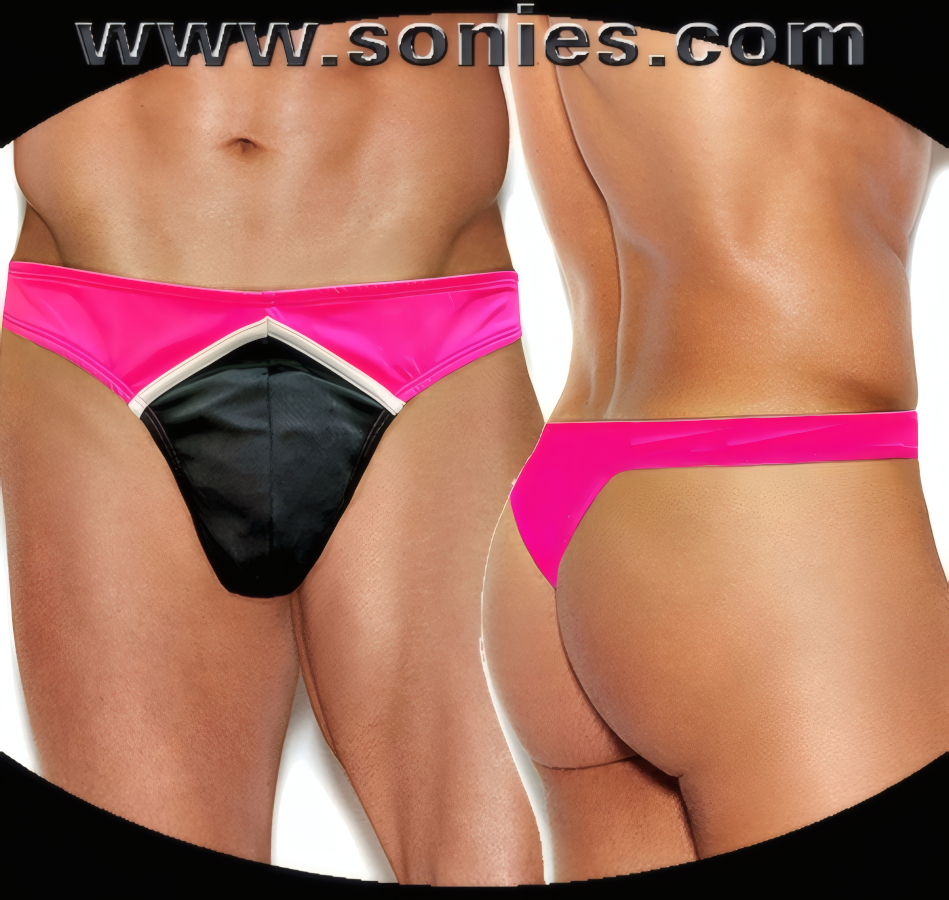 Man's Plato thong underwear with black pouch