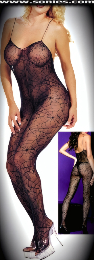 Dolores Sheer Spiderweb Lace Bodystocking