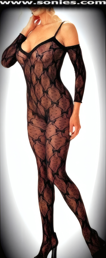 Irene Sheer Lace Bodystocking ¾-Length Sleeves