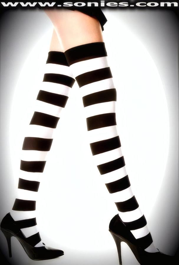 Oxen of Geryon opaque thigh-high stockings with wide stripes