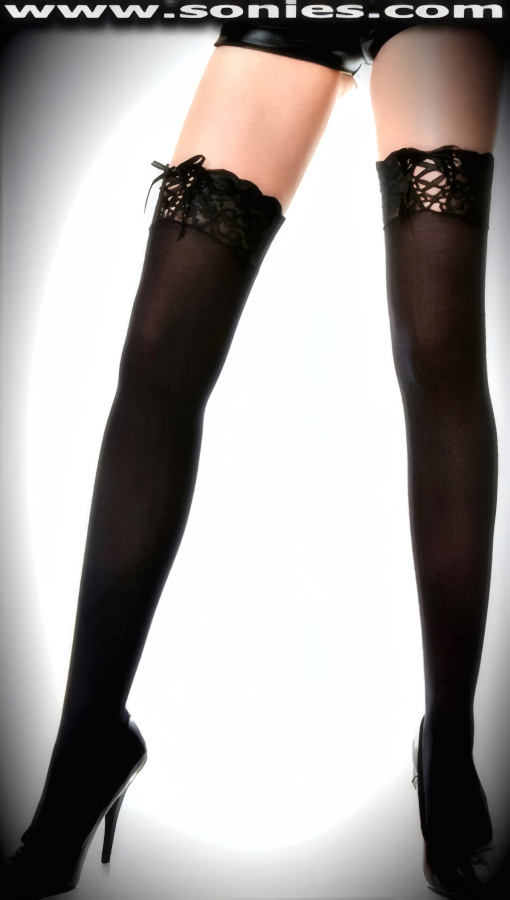 Trilobite opaque stockings with 3½-Inch floral lace top