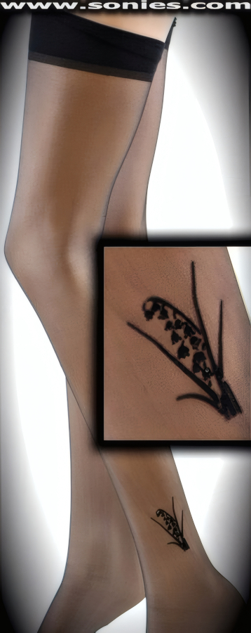 Christian Dior ultra sheer stockings with embossed lilies