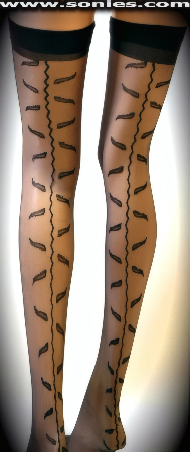 Christian Dior sheer stockings with terra Mater leaf back