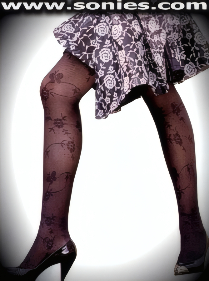 Fancy Honolulu soft stretch diaphanous mesh floral pattern fashion tights