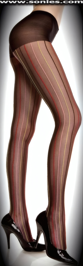 Godlewski sheer pantyhose with vertical multicolor stripes
