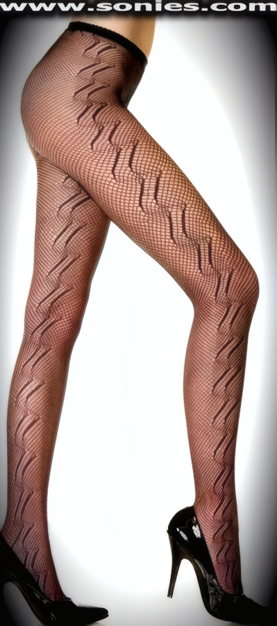 Stretch seamless fishnet pantyhose with gamma ray vertical sides