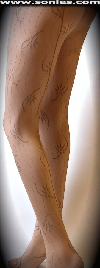 CAMEO silky stretch sheer vogue lace pantyhose with backseam