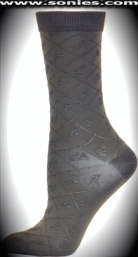 Women's dress socks with diamond strand and flower