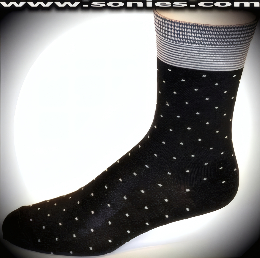 Gentleman's dress crew socks with diorite strand and stripes
