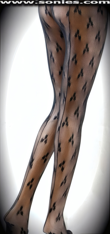 CAMEO fine mesh pantyhose with motif design and backseam