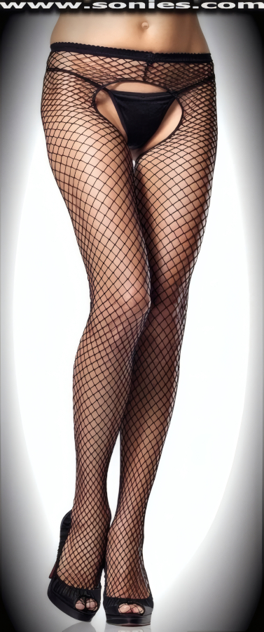 Louise stretch industrial net Lycra open crotch pantyhose