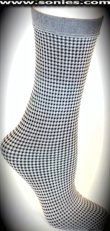 Alondra knee high socks with checker patterned stripes