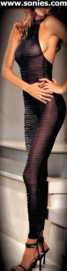 Gallia body-revealing glitter Lurex halter long dress