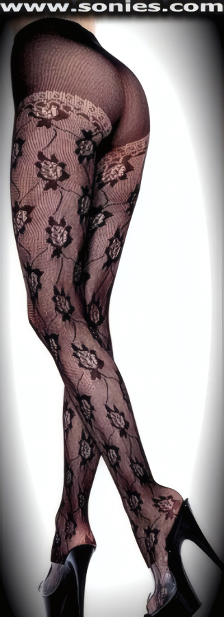 Exquisite seamless fancy French rose lace fashion pantyhose