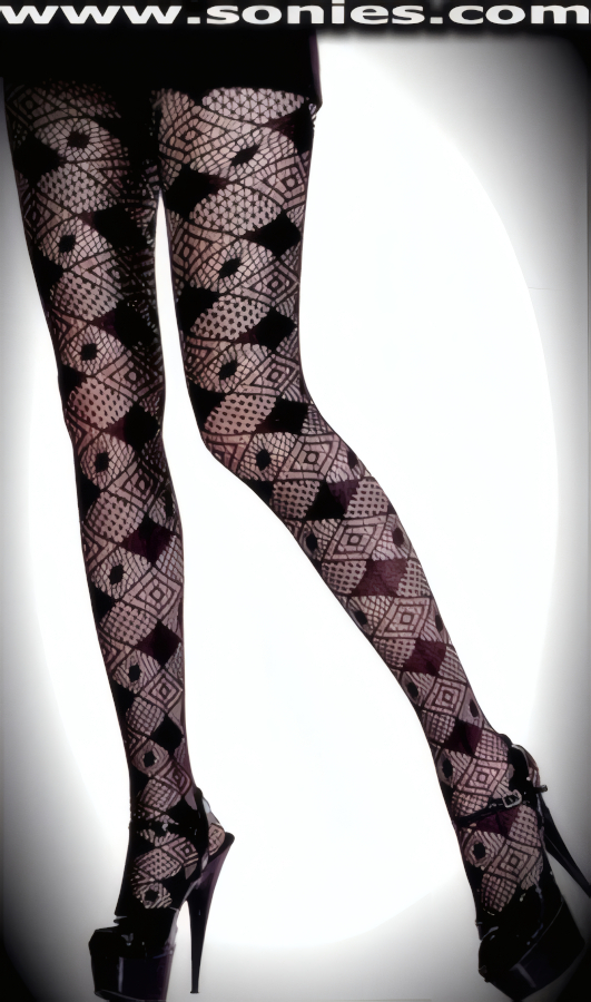 Saxon stretch seamless weave mesh with diamond design pantyhose