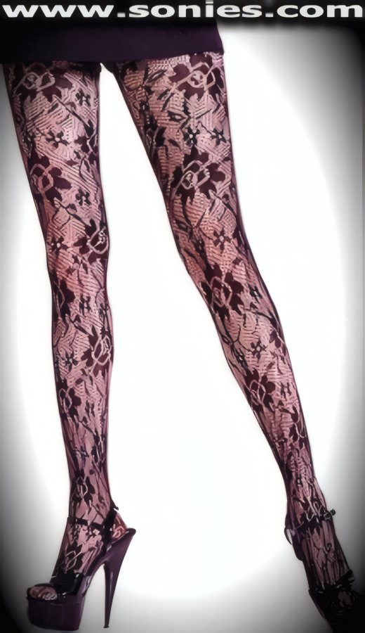 Fabulously crafted stretch seamless sheer rose lace pantyhose