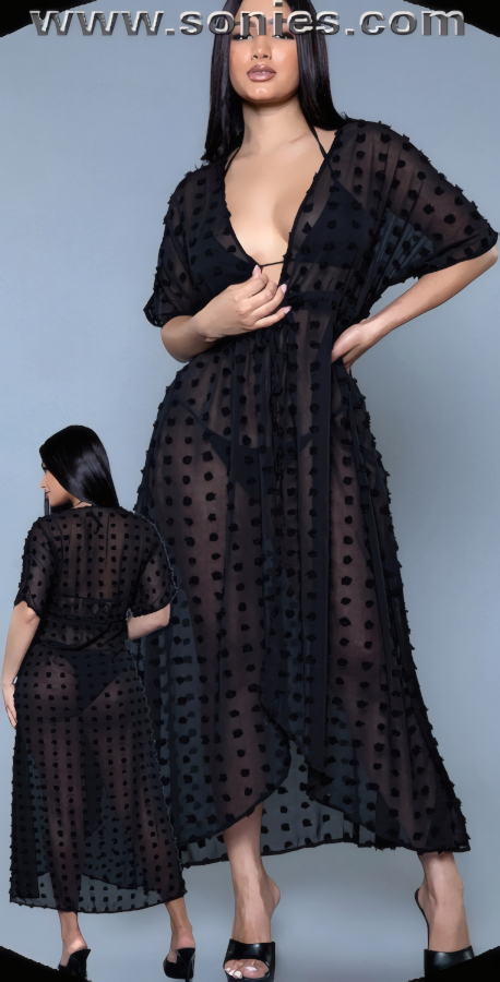 Alice Beach Swiss-Dot Cover-Up Maxi Dress