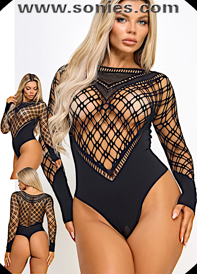 Amy Diamond Pattern Long-Sleeve Bodysuit