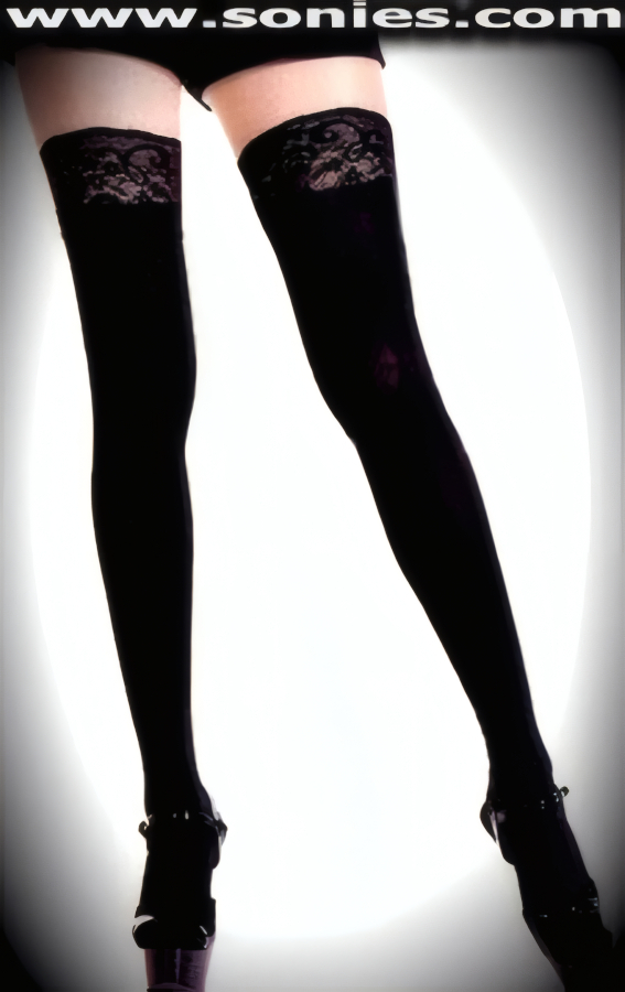 Saber-Tooth cotton Lycra opaque stay-up stockings.