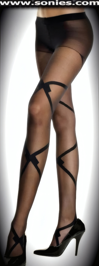 Asclepius stretch sheer with opaque crisscross front pantyhose