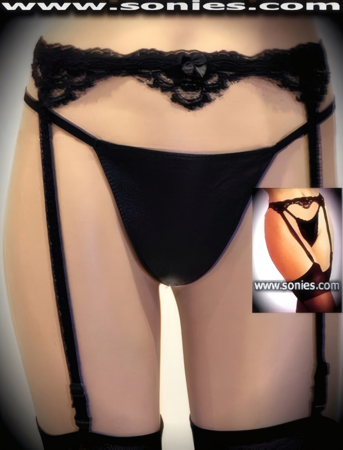 Angharat sheer floral lace garter belt and stocking set