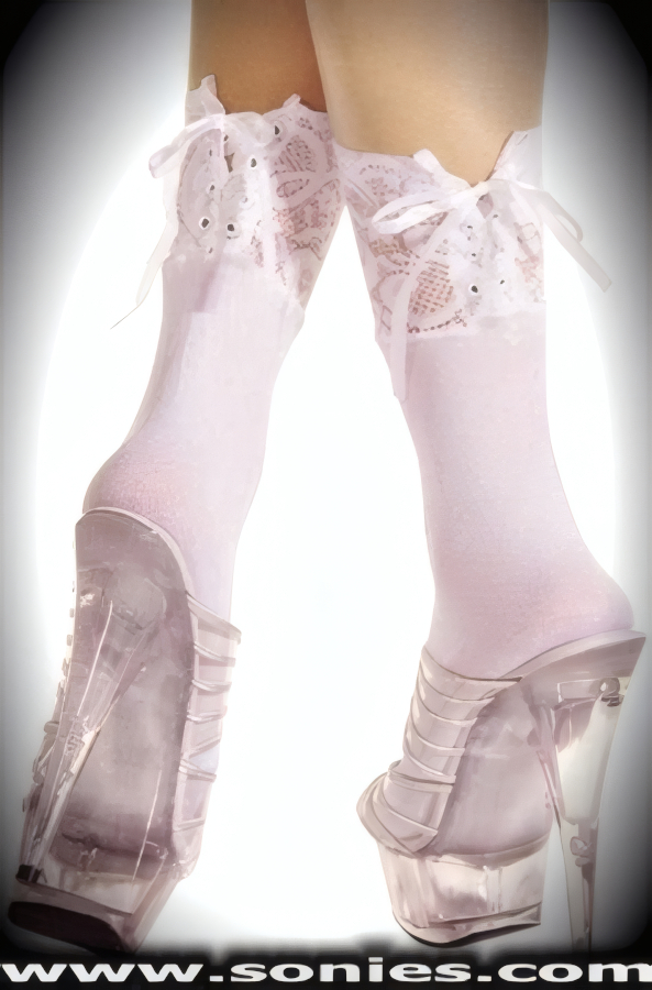 Parnassus opaque anklets with lace top and satin lacing back
