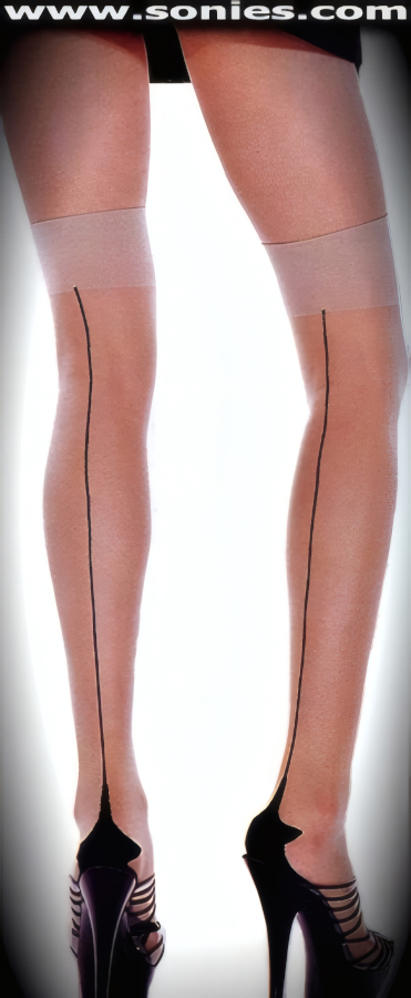 Jean sheer Lycra stockings with opaque Cuban foot and backseam