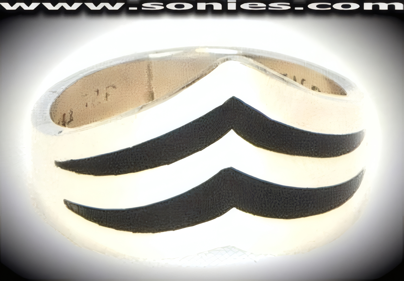 Sterling silver chevron ring with sleek black accents