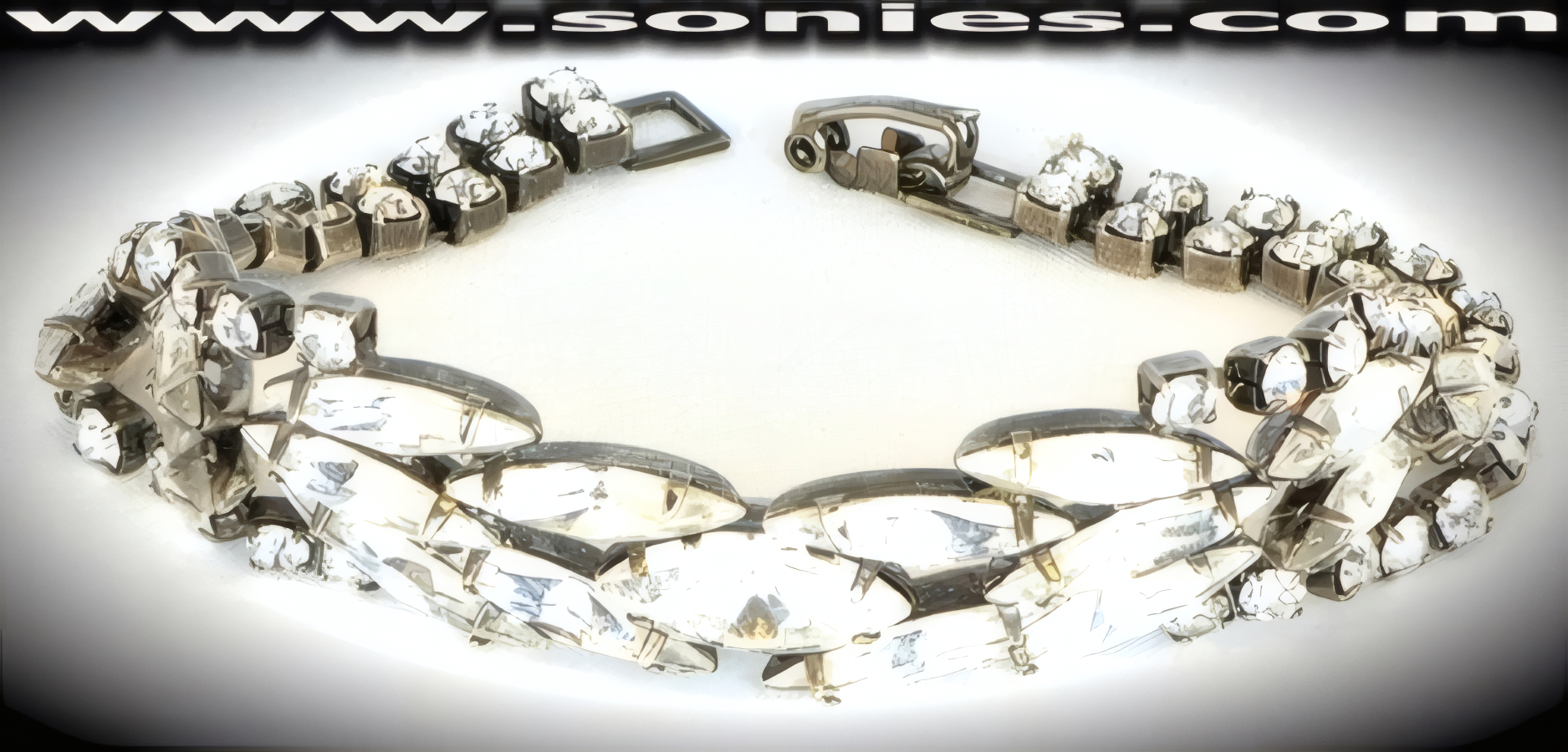 Cretan glamor rhinestone bracelet with silver setting