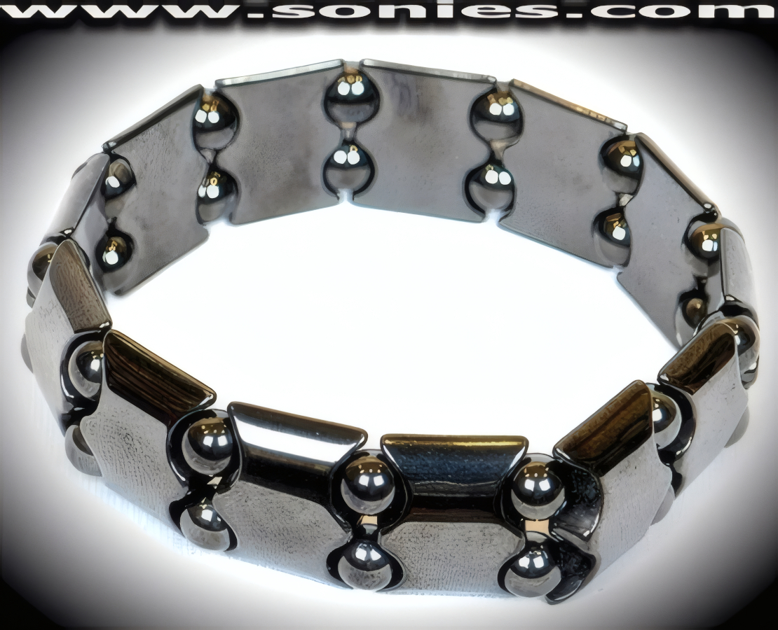 Daedalus magnetic Hematite beaded stretch bracelet
